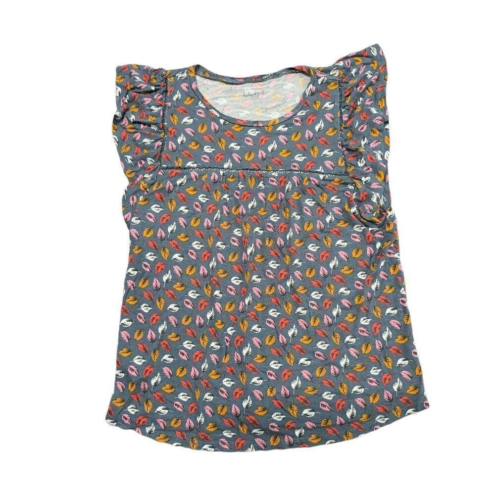 Loft Outlet Blouse Leaves Print with Flutter Sleeve Tank Top Women's SP